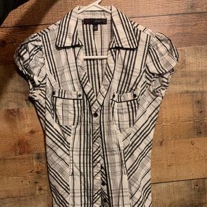 Black and White Button Dress Shirt